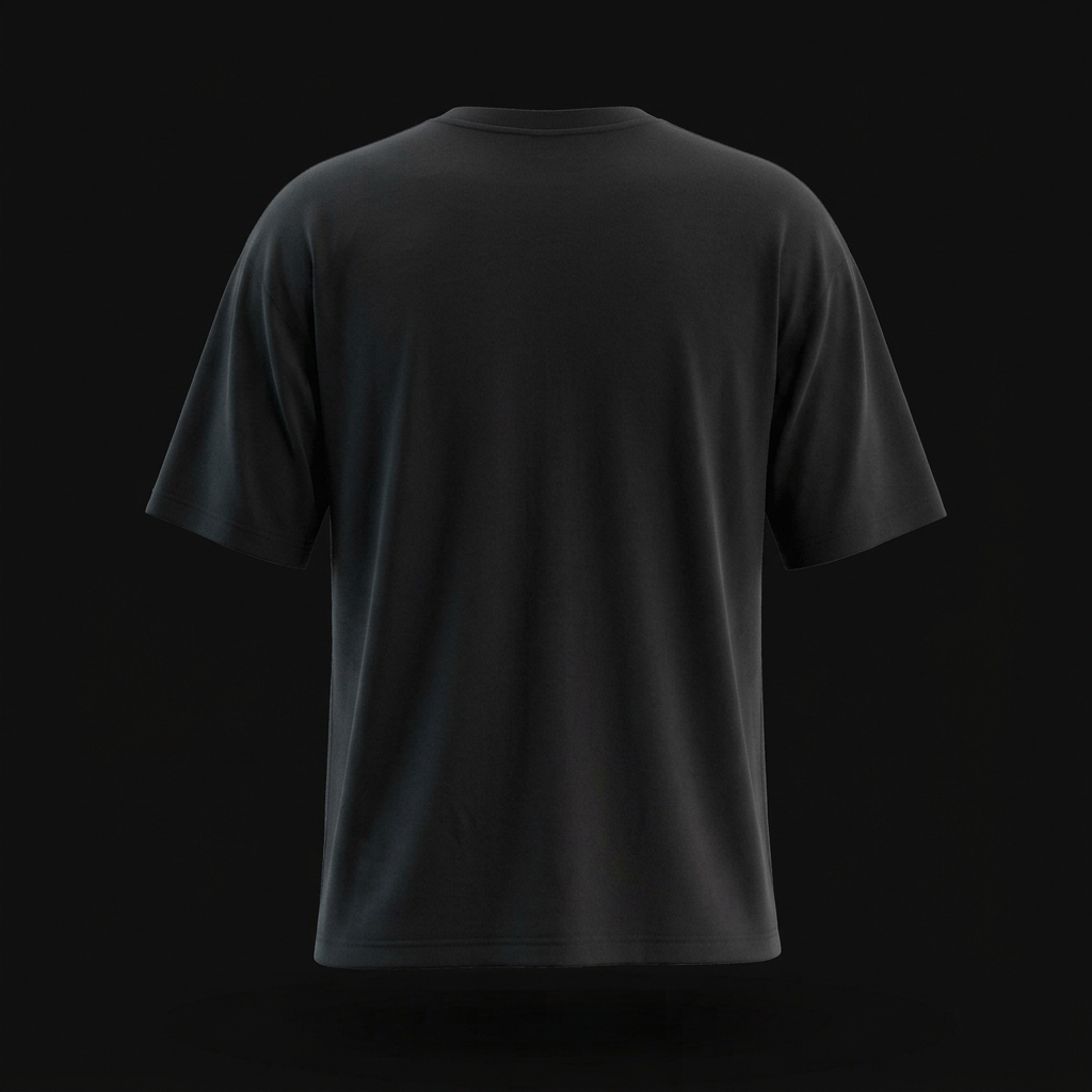 Playera negra lisa, vista de espalda