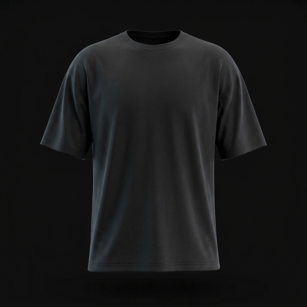 Playera negra lisa, vista de frente